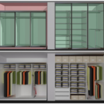 Na obrázku můžete vidět vlevo sektorovou a vpravo vestavěnou skříň. Červeně je vyznačen prostor, který sektorová skříň není schopná obsáhnout.